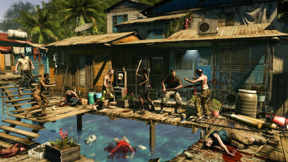 The luxury hotels from Dead Island have been replaced with shantytowns and fishing villages for Dead Island: Riptide.